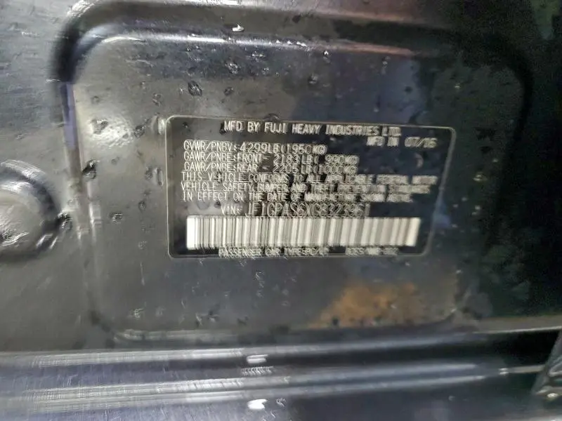 2016 SUBARU IMPREZA SPORT  