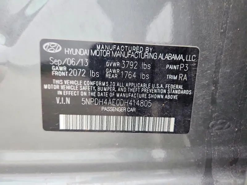 2013 HYUNDAI ELANTRA GLS  