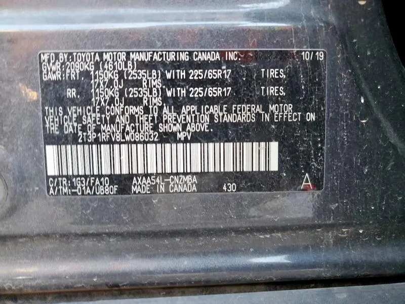 2020 TOYOTA RAV4 XLE  