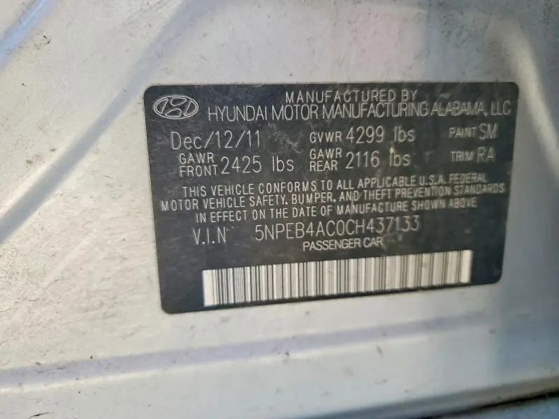 2012 HYUNDAI SONATA GLS  