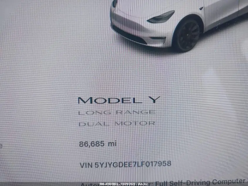 2020 TESLA MODEL Y LONG RANGE DUAL MOTOR ALL-WHEEL DRIVE