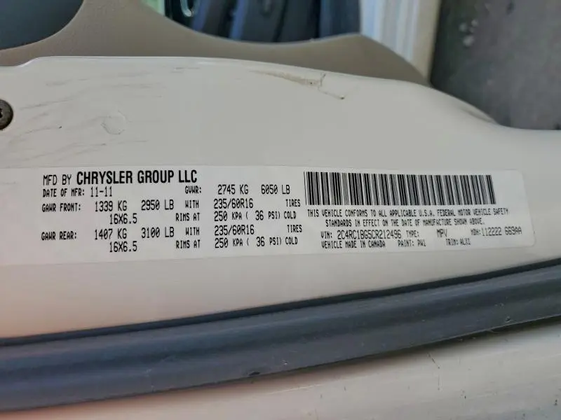 2012 CHRYSLER TOWN & COUNTRY TOURING  