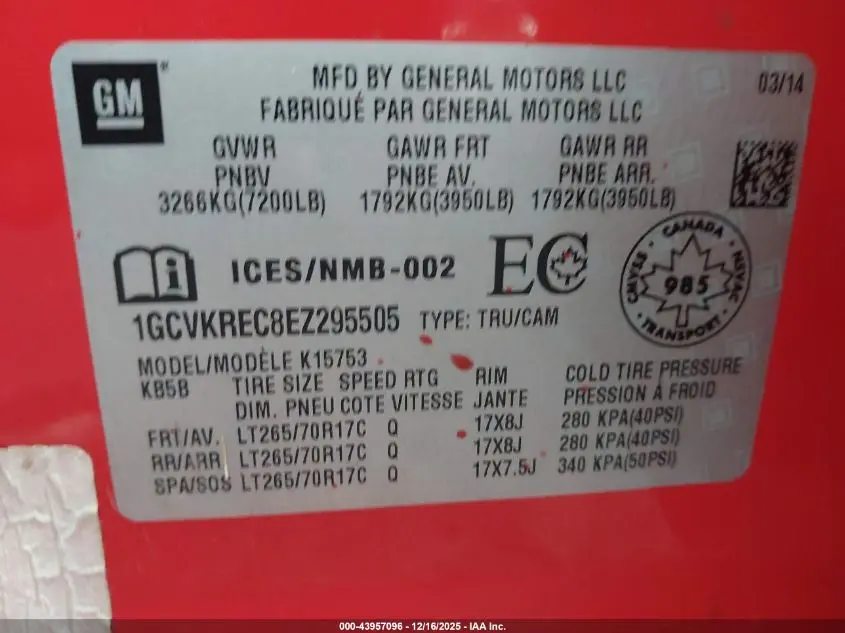 2014 CHEVROLET SILVERADO 1500 1LT/2LT