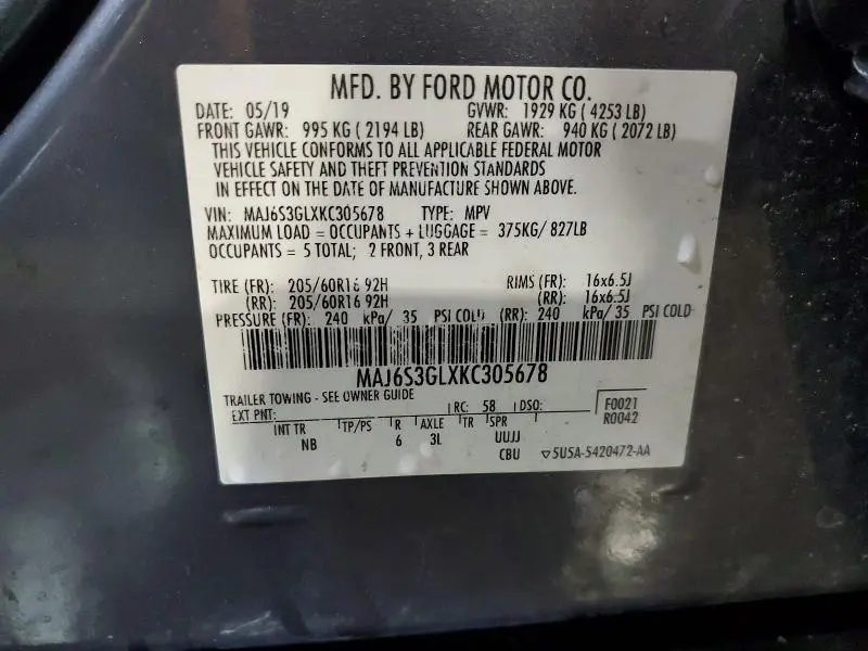 2019 FORD ECOSPORT SE  