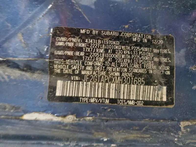 2021 SUBARU CROSSTREK PREMIUM  