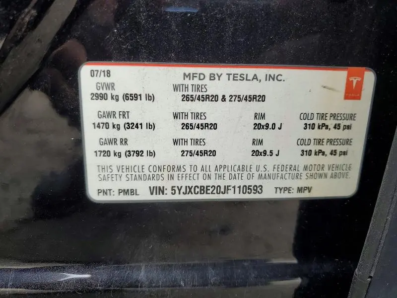 2018 TESLA MODEL X   