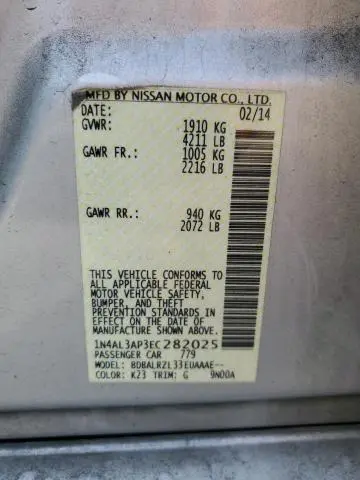 2014 NISSAN ALTIMA 2.5  