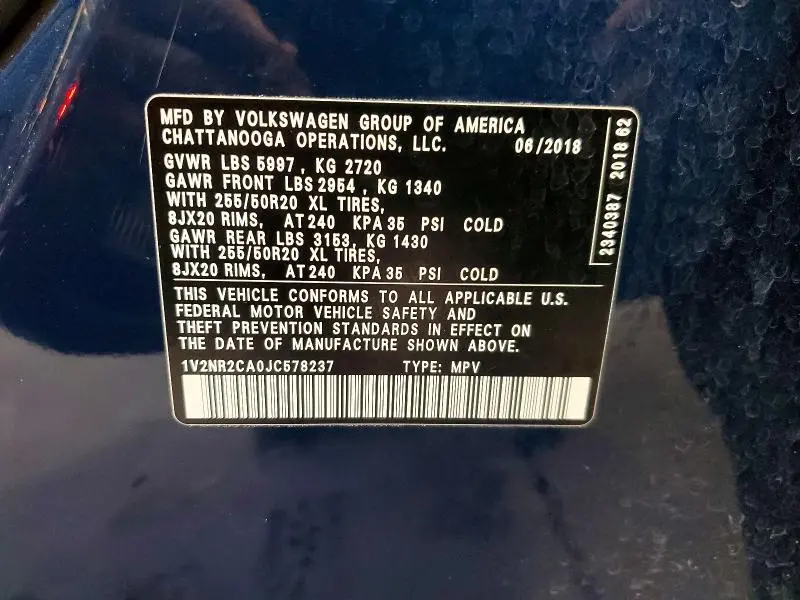 2018 VOLKSWAGEN ATLAS SEL PREMIUM  
