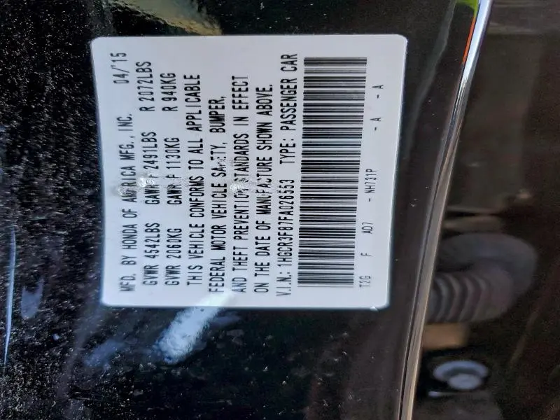 2015 HONDA ACCORD EXL  