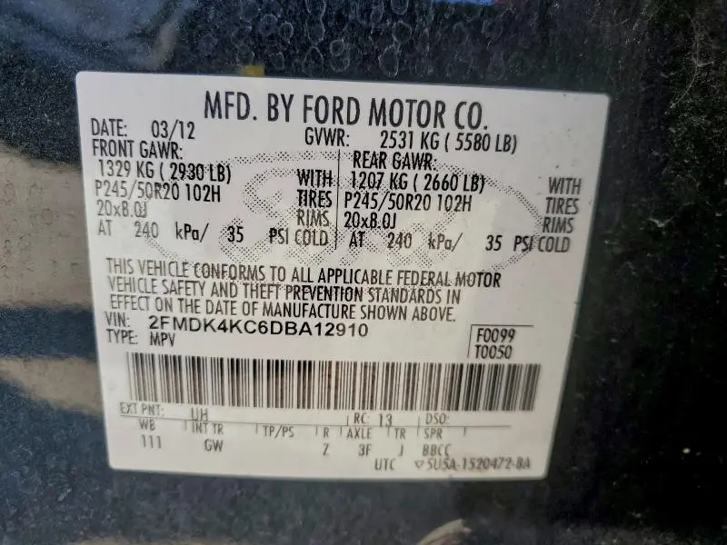 2013 FORD EDGE LIMITED  