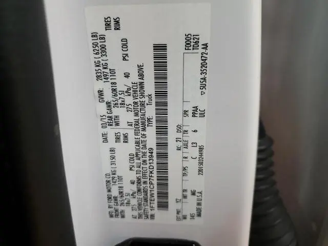 2015 FORD F150 SUPERCREW  