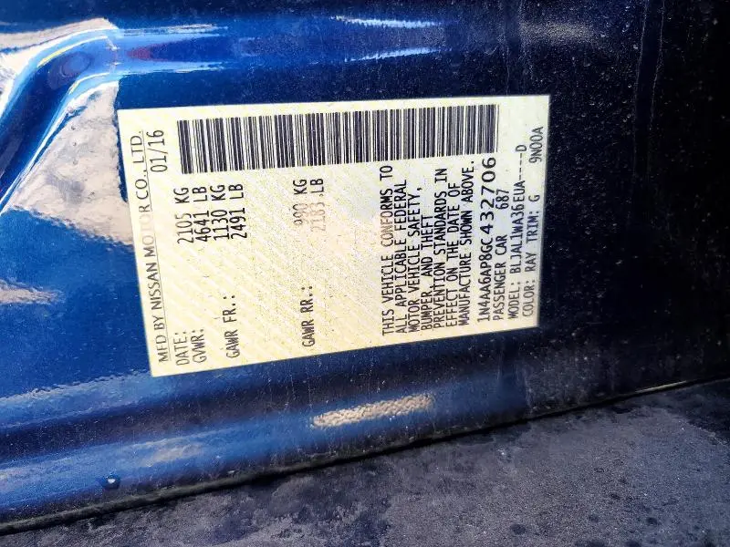 2016 NISSAN MAXIMA 3.5S  