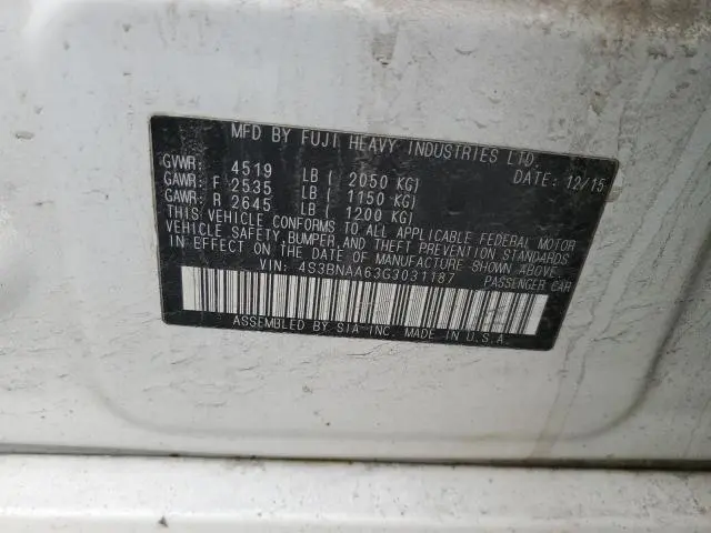 2016 SUBARU LEGACY 2.5I  