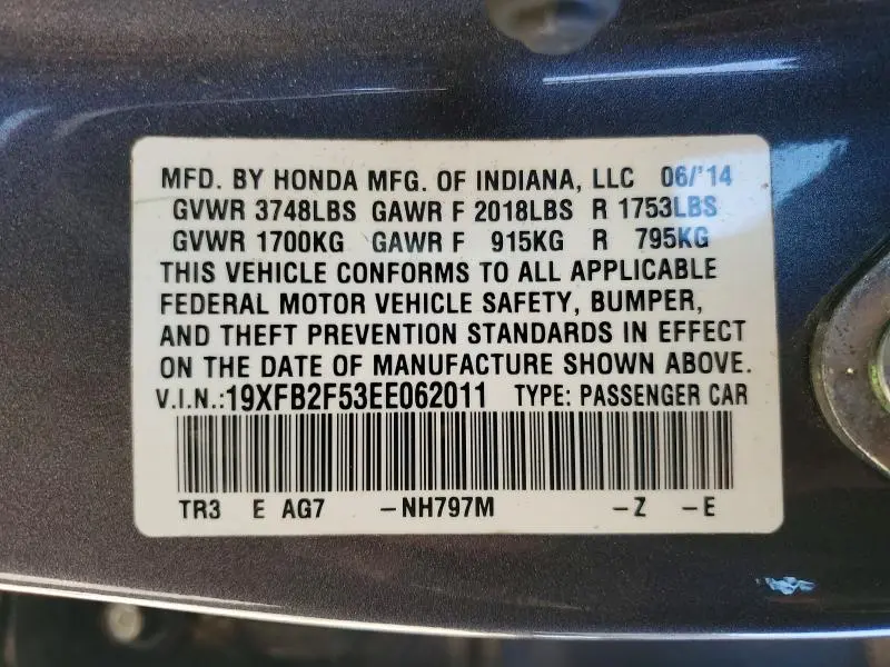 2014 HONDA CIVIC LX  