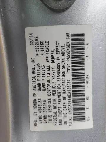 2014 HONDA ACCORD EXL