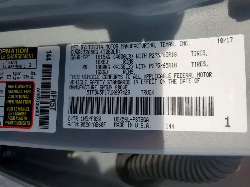 2018 TOYOTA TUNDRA SR5  