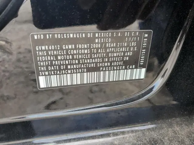 2012 VOLKSWAGEN JETTA BASE