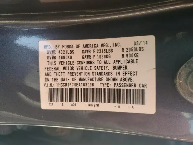 2014 HONDA ACCORD EX  