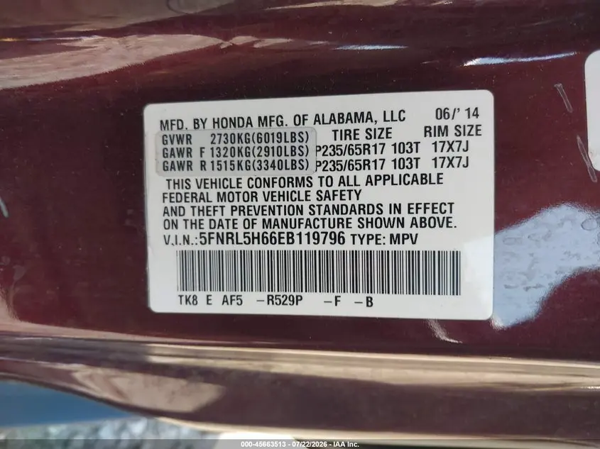 2014 HONDA ODYSSEY EX-L
