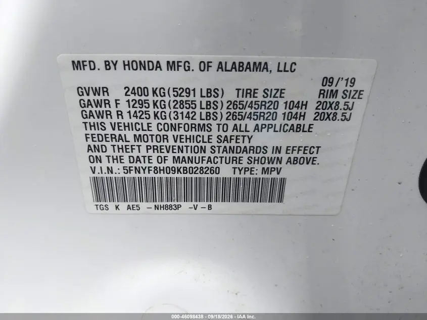 2019 HONDA PASSPORT ELITE
