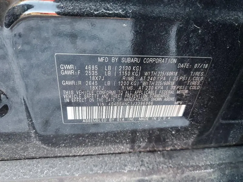 2018 SUBARU OUTBACK 2.5I LIMITED  