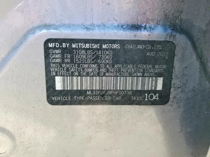 2023 MITSUBISHI MIRAGE G4 ES  