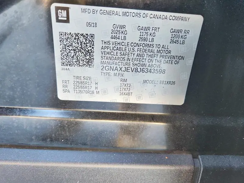 2018 CHEVROLET EQUINOX LT  