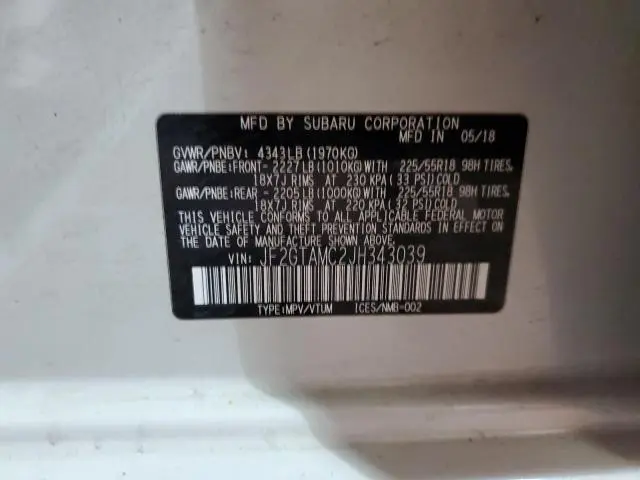 2018 SUBARU CROSSTREK LIMITED  