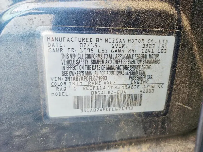 2015 NISSAN SENTRA SV  