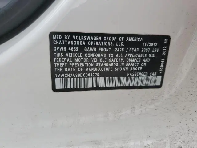2013 VOLKSWAGEN PASSAT SEL  