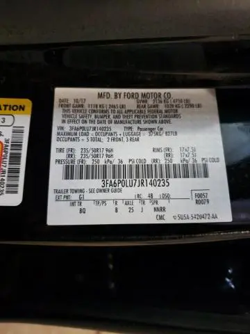2018 FORD FUSION SE HYBRID  