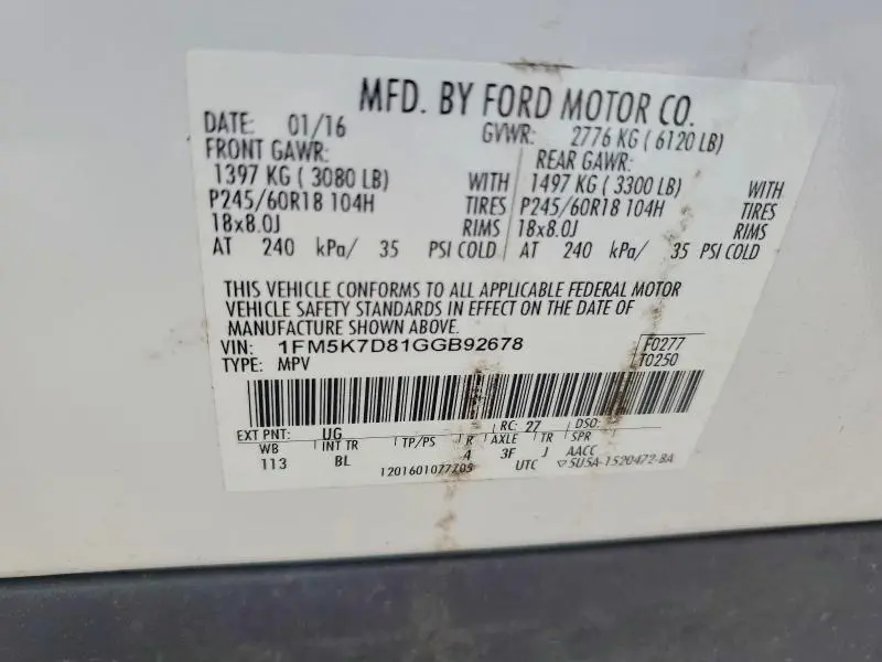 2016 FORD EXPLORER XLT  