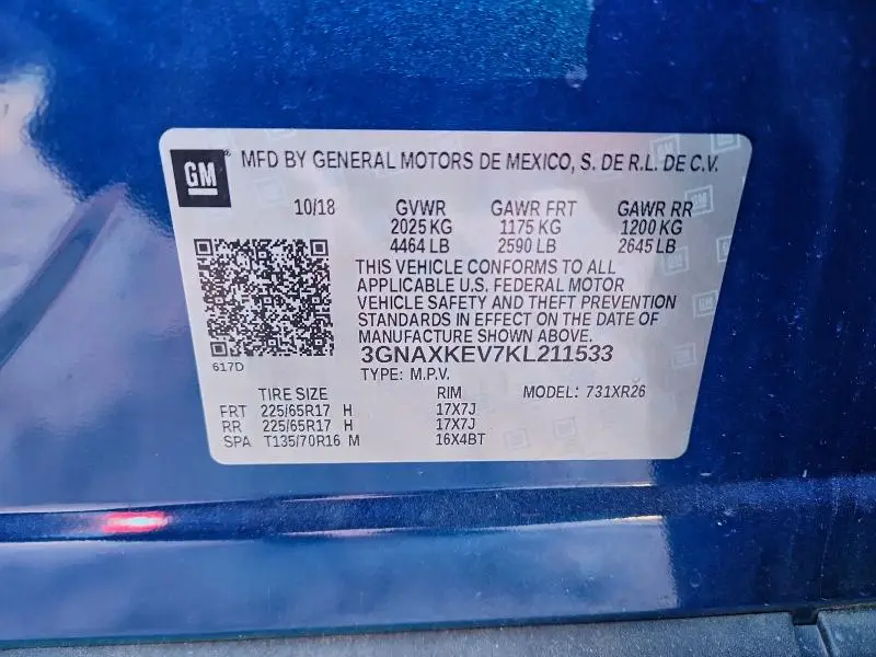 2019 CHEVROLET EQUINOX LT  