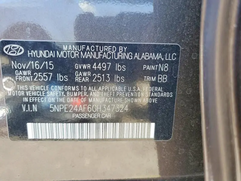 2016 HYUNDAI SONATA SE  