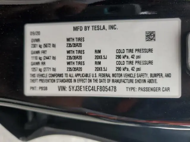 2020 TESLA MODEL 3   