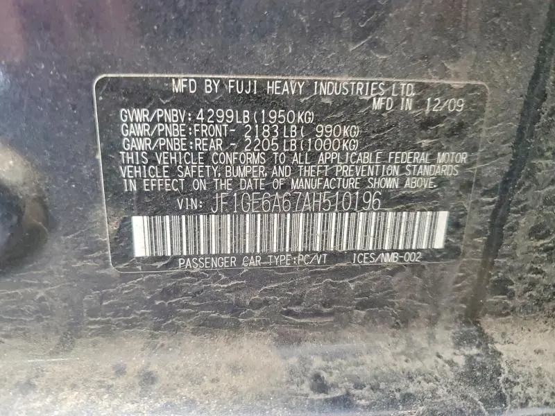 2010 SUBARU IMPREZA 2.5I  