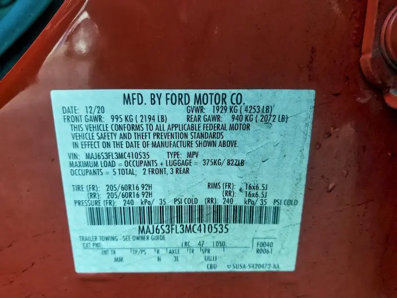 2021 FORD ECOSPORT S  