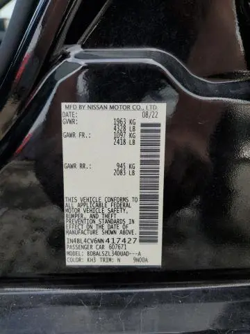 2022 NISSAN ALTIMA SR  