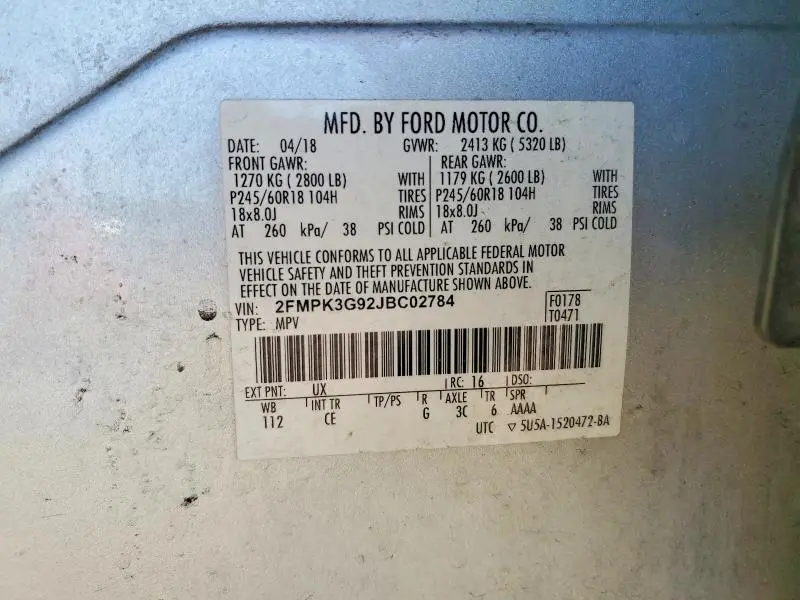 2018 FORD EDGE SE  