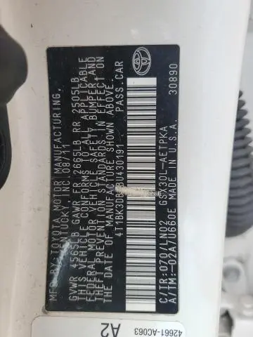 2011 TOYOTA AVALON BASE  