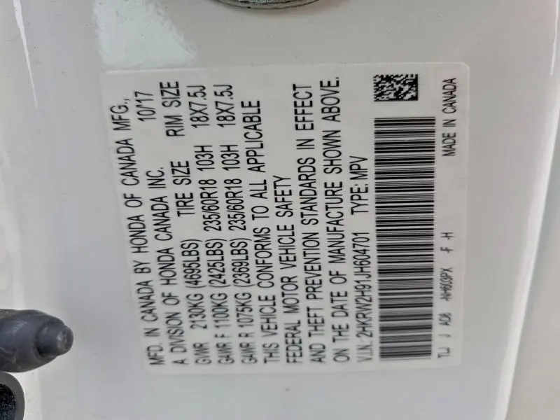 2018 HONDA CR-V TOURING  