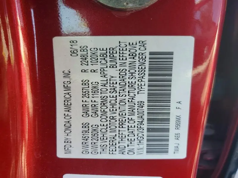 2018 HONDA ACCORD TOURING HYBRID  