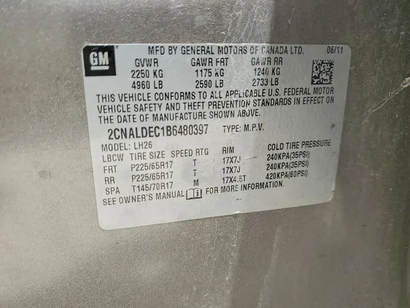 2011 CHEVROLET EQUINOX LT  