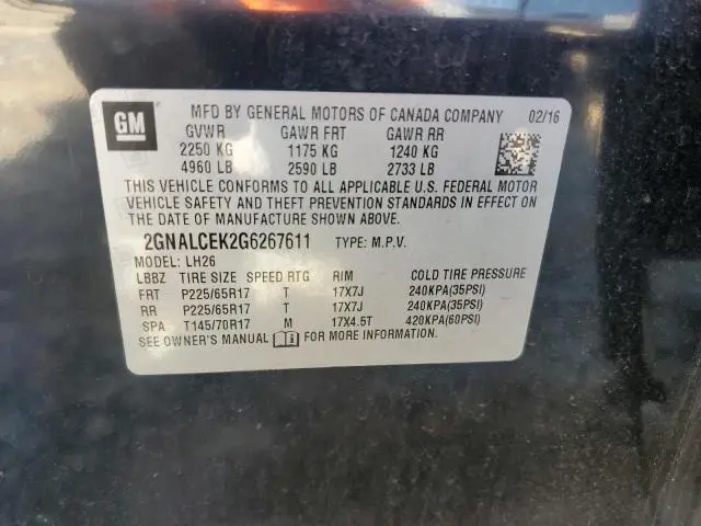 2016 CHEVROLET EQUINOX LT  