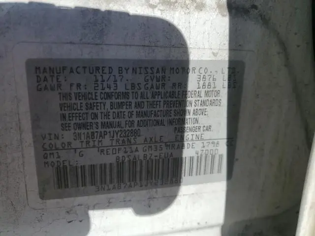 2018 NISSAN SENTRA S  