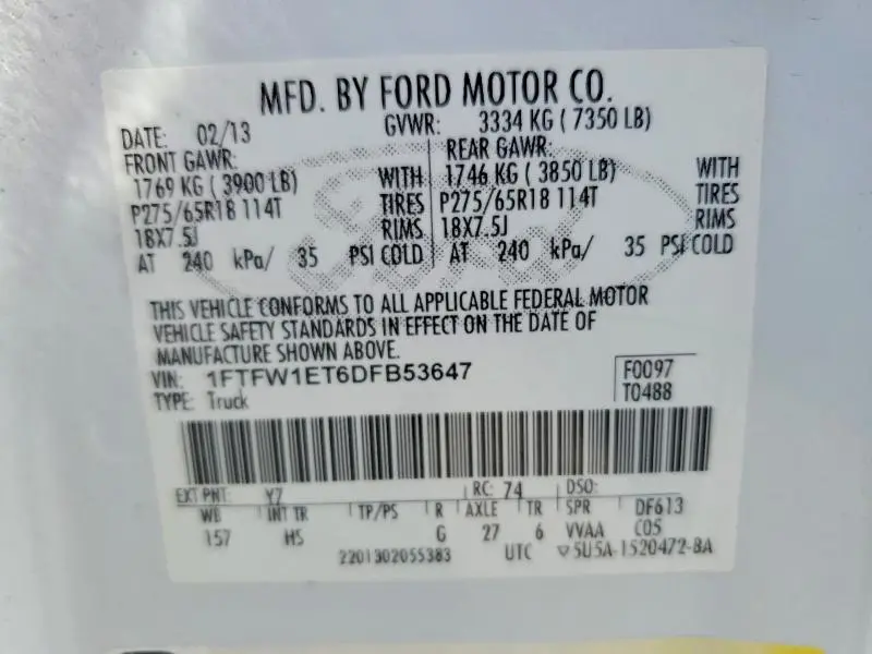 2013 FORD F150 SUPERCREW  