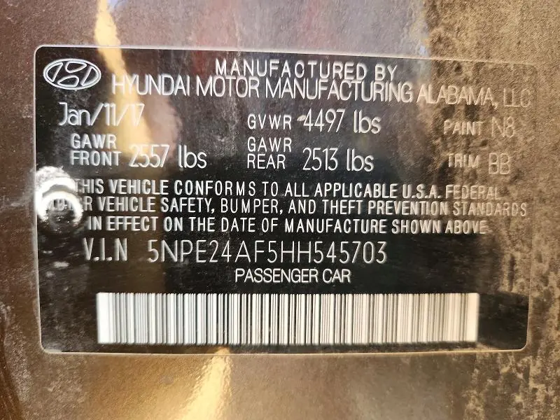 2017 HYUNDAI SONATA SE  