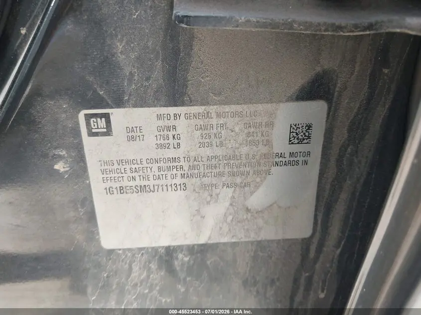 2018 CHEVROLET CRUZE LT AUTO