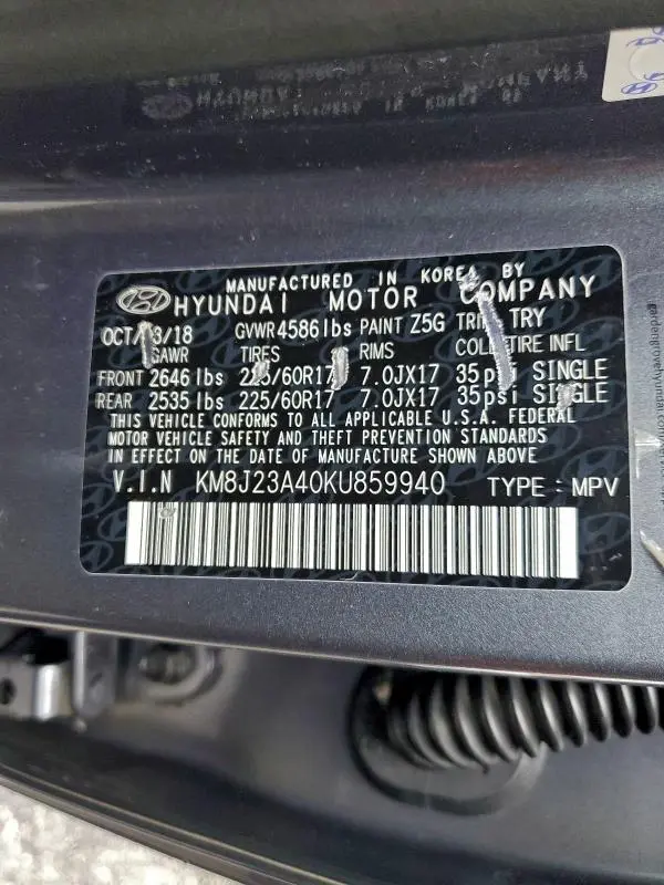 2019 HYUNDAI TUCSON SE  