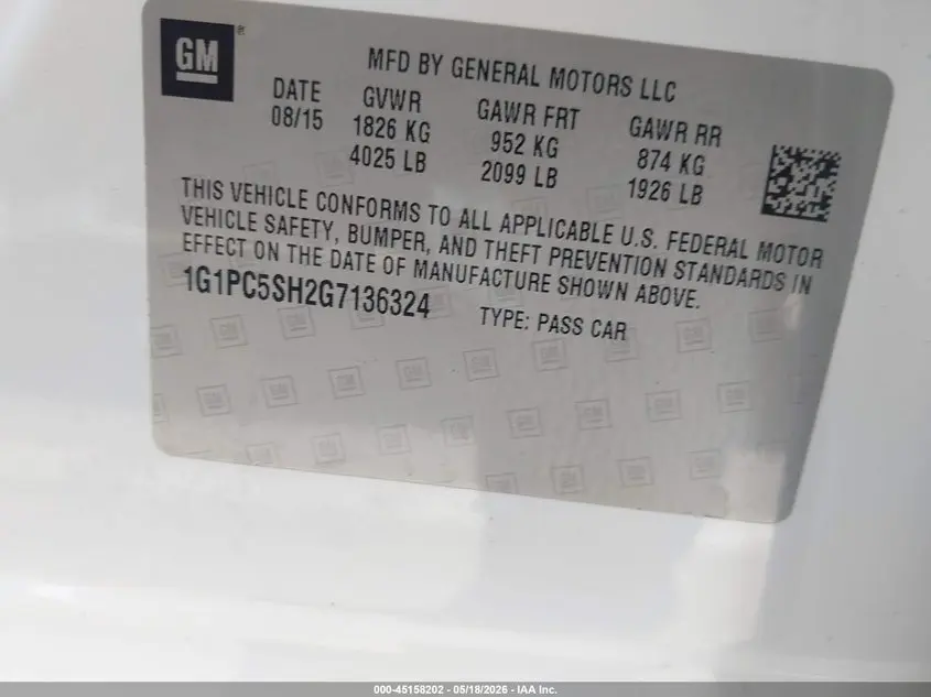 2016 CHEVROLET CRUZE LIMITED LS AUTO